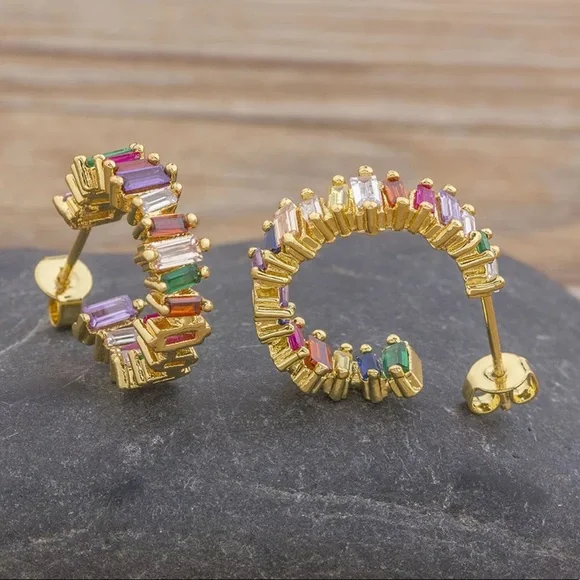 Colorful Hoop Earrings, NWT - Picture 4 of 9